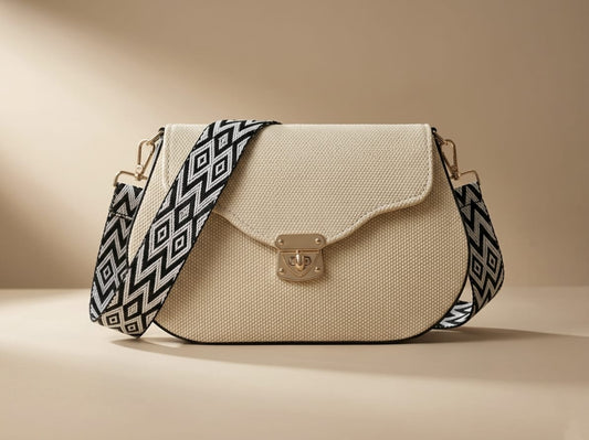 Elegant Textured Sling Bag with Designer Strap