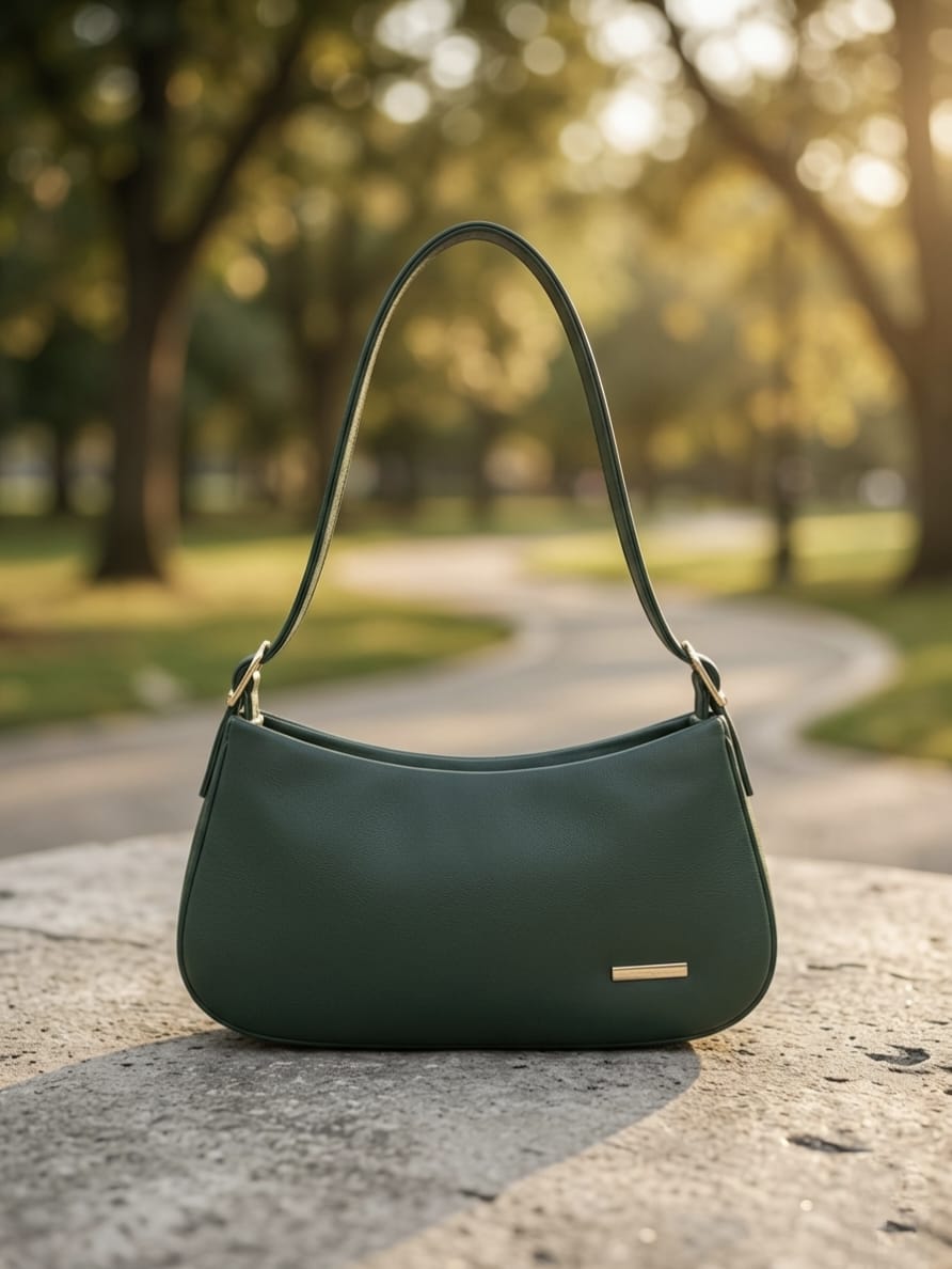 Women dark olive Moon Shoulder Bag