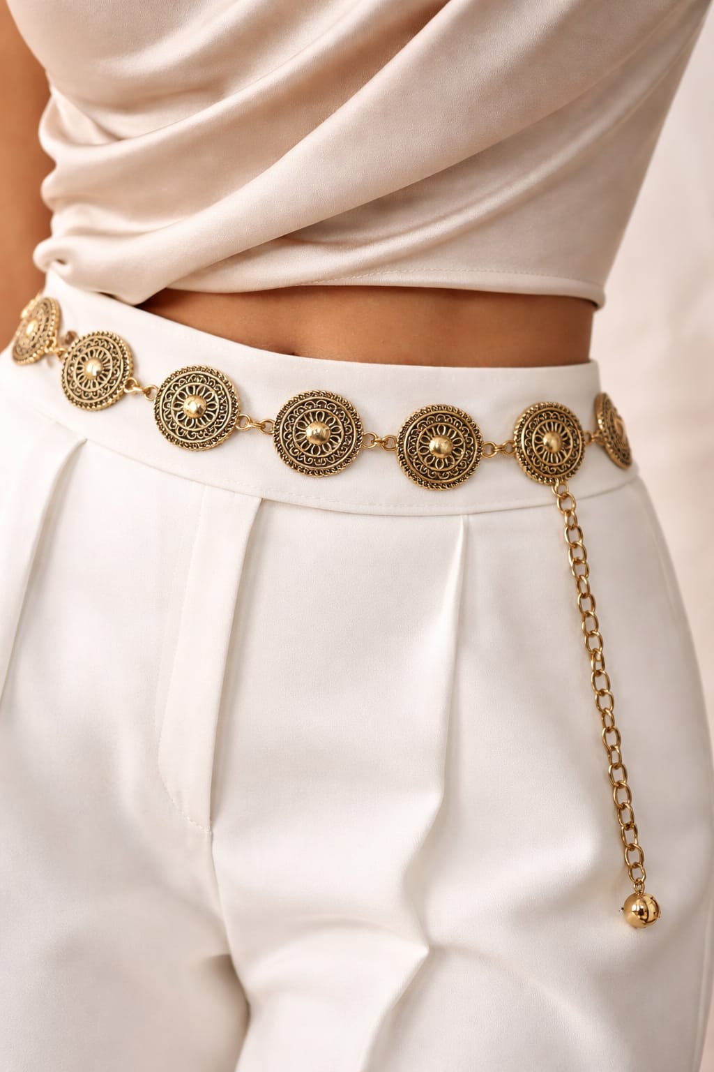 Women's Gold Coin Chain Waist Belt