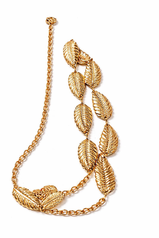 Women's Gold Leaf Chain Waist Belt