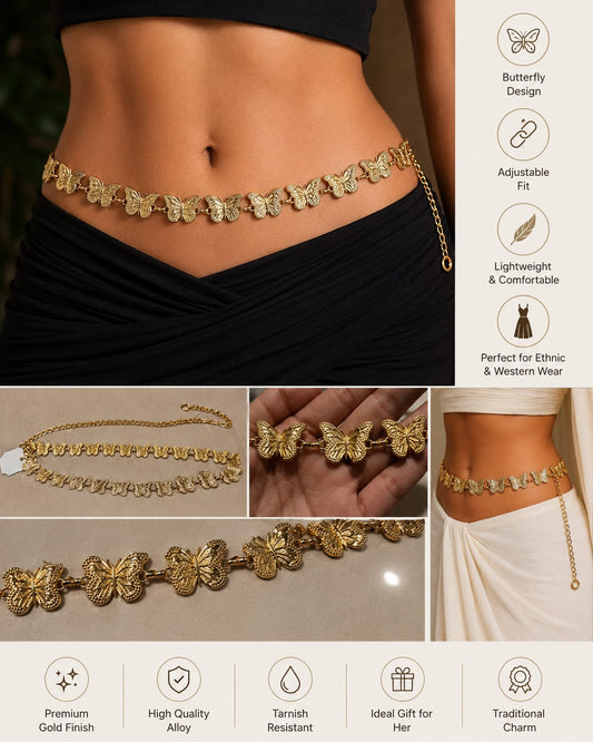 Women's Butterfly Chain Waist Belt (gold)