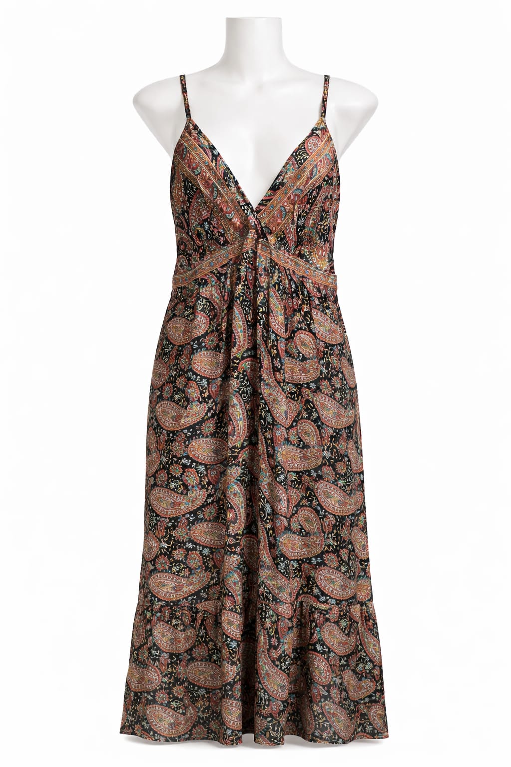 Boho Black Paisley Print Maxi Dress