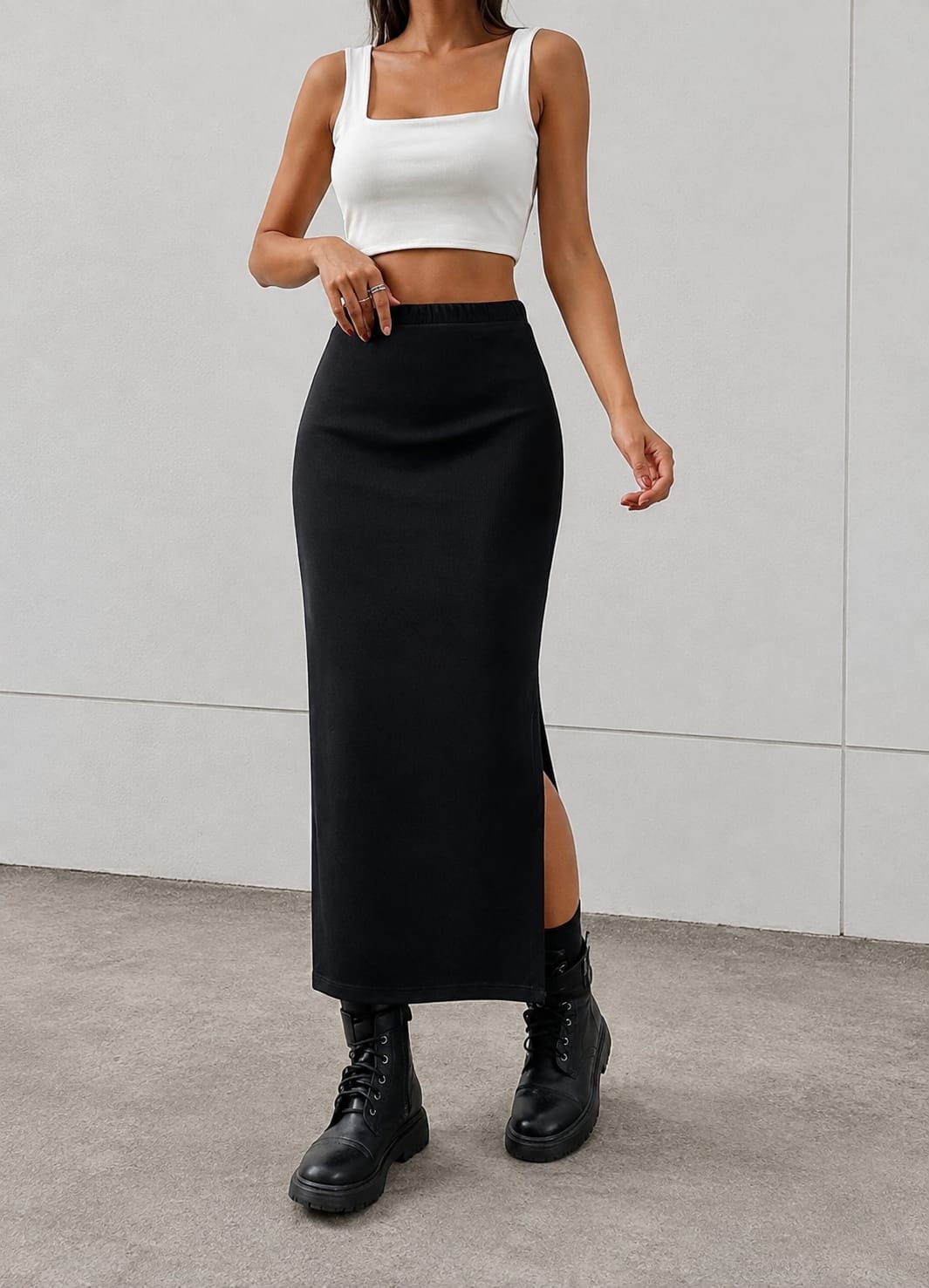 Women’s Black High-Waist Maxi Skirt