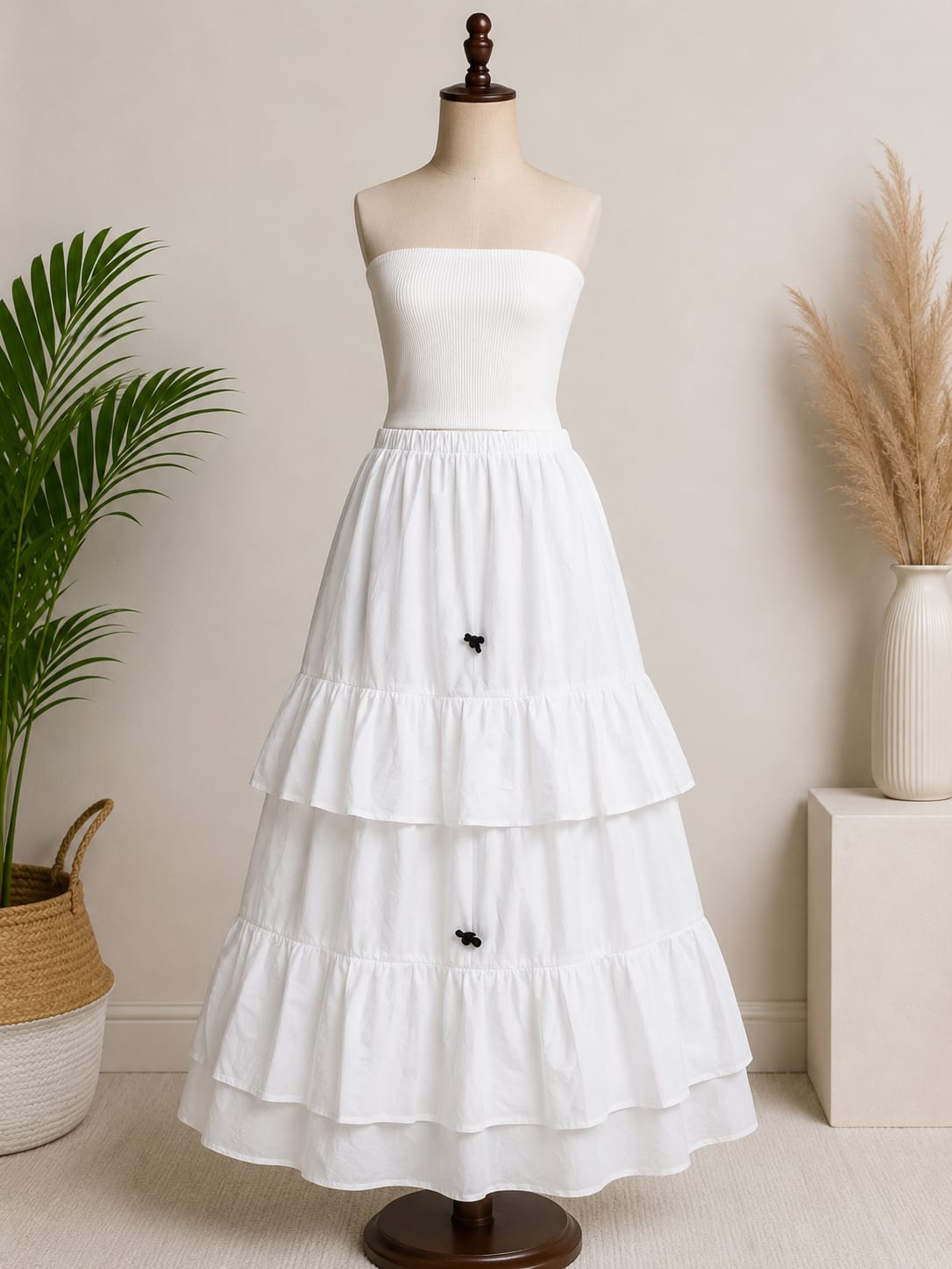 Women’s Black Tiered Ruffle Mini Skirt