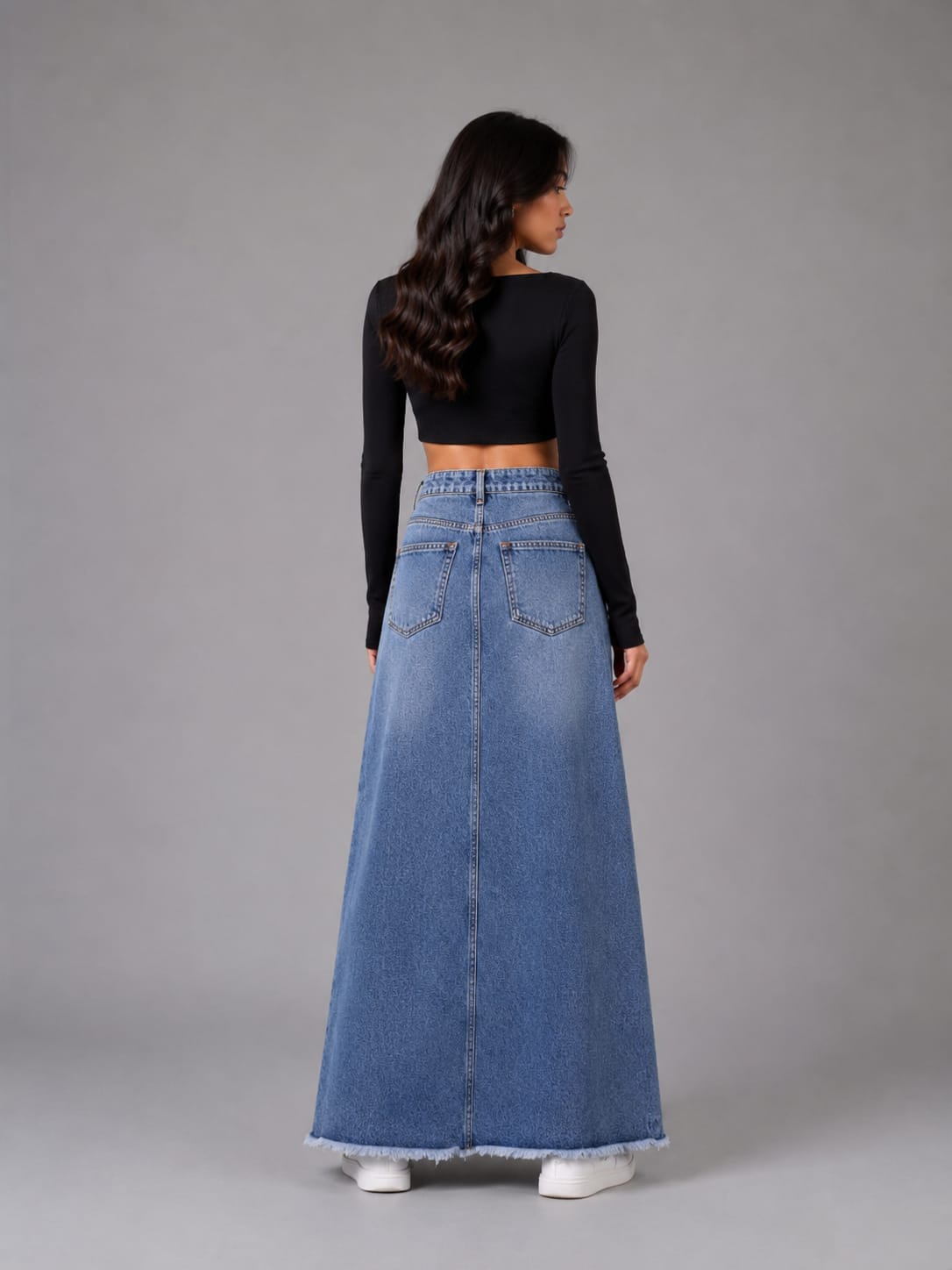 Women’s High-Waisted Denim Maxi Skirt