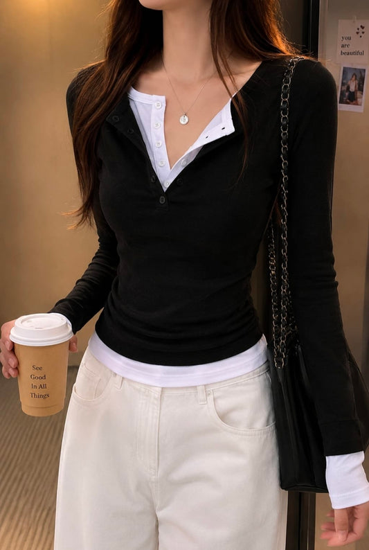 Layered Henley Full Sleeve Top